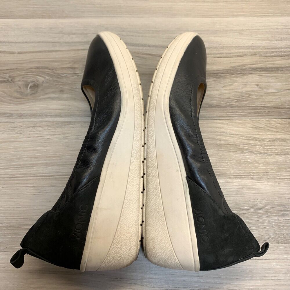 Vionic Womens Size 8 Jacey Slip‎ On Wedge Shoes Leather Comfort Cushion Black - Picture 2 of 10